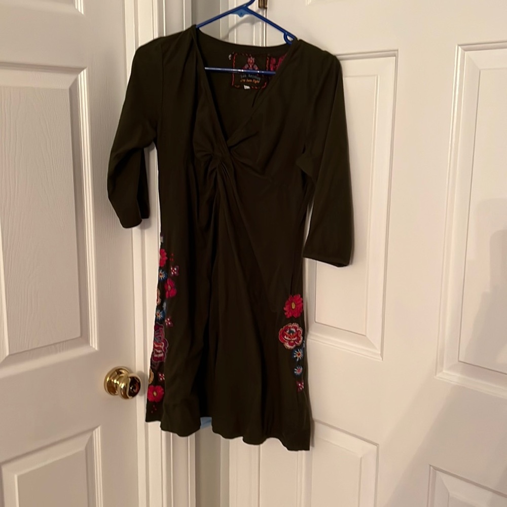 Johnny Was dark green dress